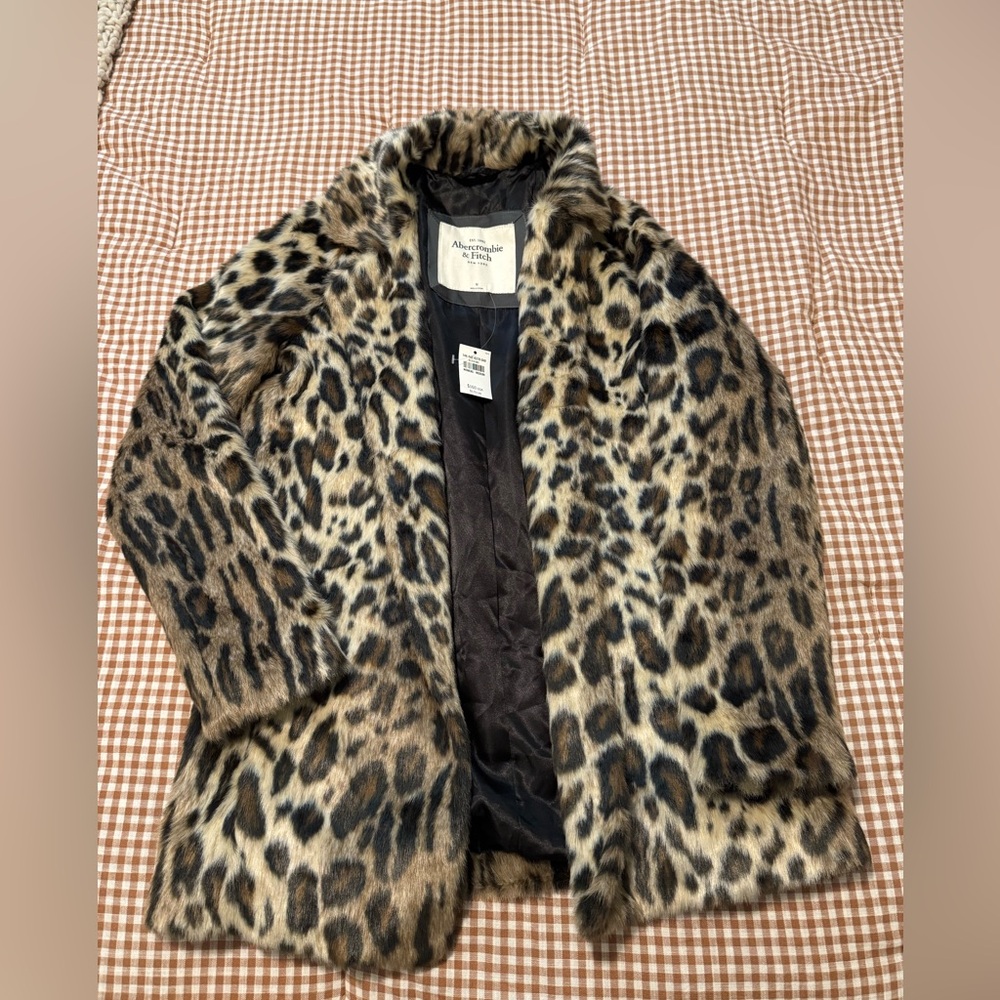 Abercrombie & Fitch Animal Print Faux Fur Jacket